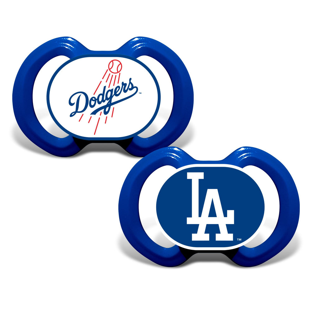 MasterPieces LAD2000 Dodgers pacifier close-up shows team logo on shield for comforting game-day moments