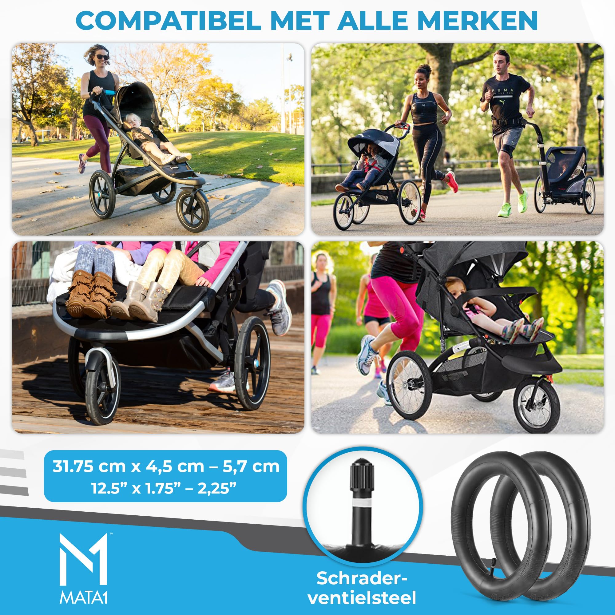 Mata1 inner tube cross-section shows thick butyl walls for durable cushioning.