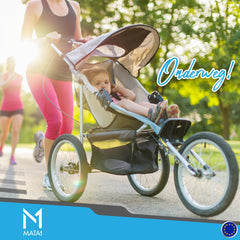 Mata1 road-test ride demonstrates smooth, vibration-dampened jogging stroller performance.