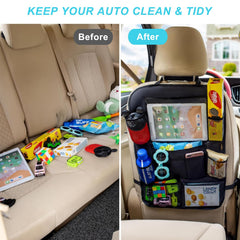 Matenf back seat kick mats protector shielding seats from muddy feet during rides.