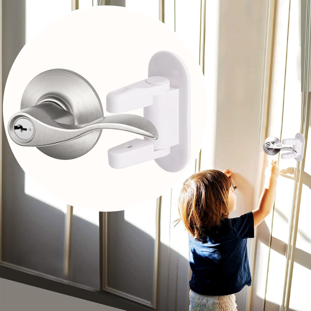 Matenf childproof door lever lock pack protects toddlers and pets.