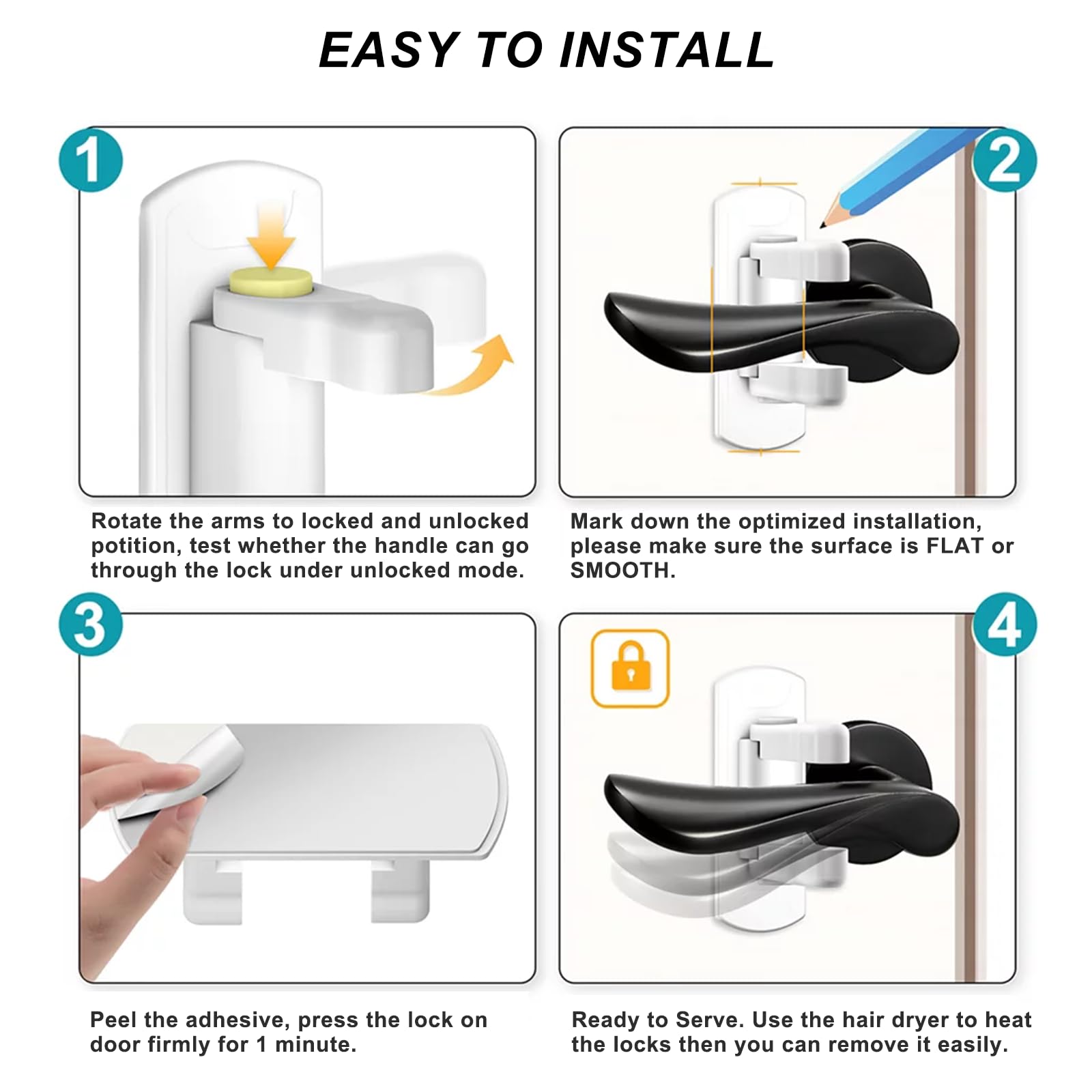 Matenf rotating arm lock-unlock shows simple operation.