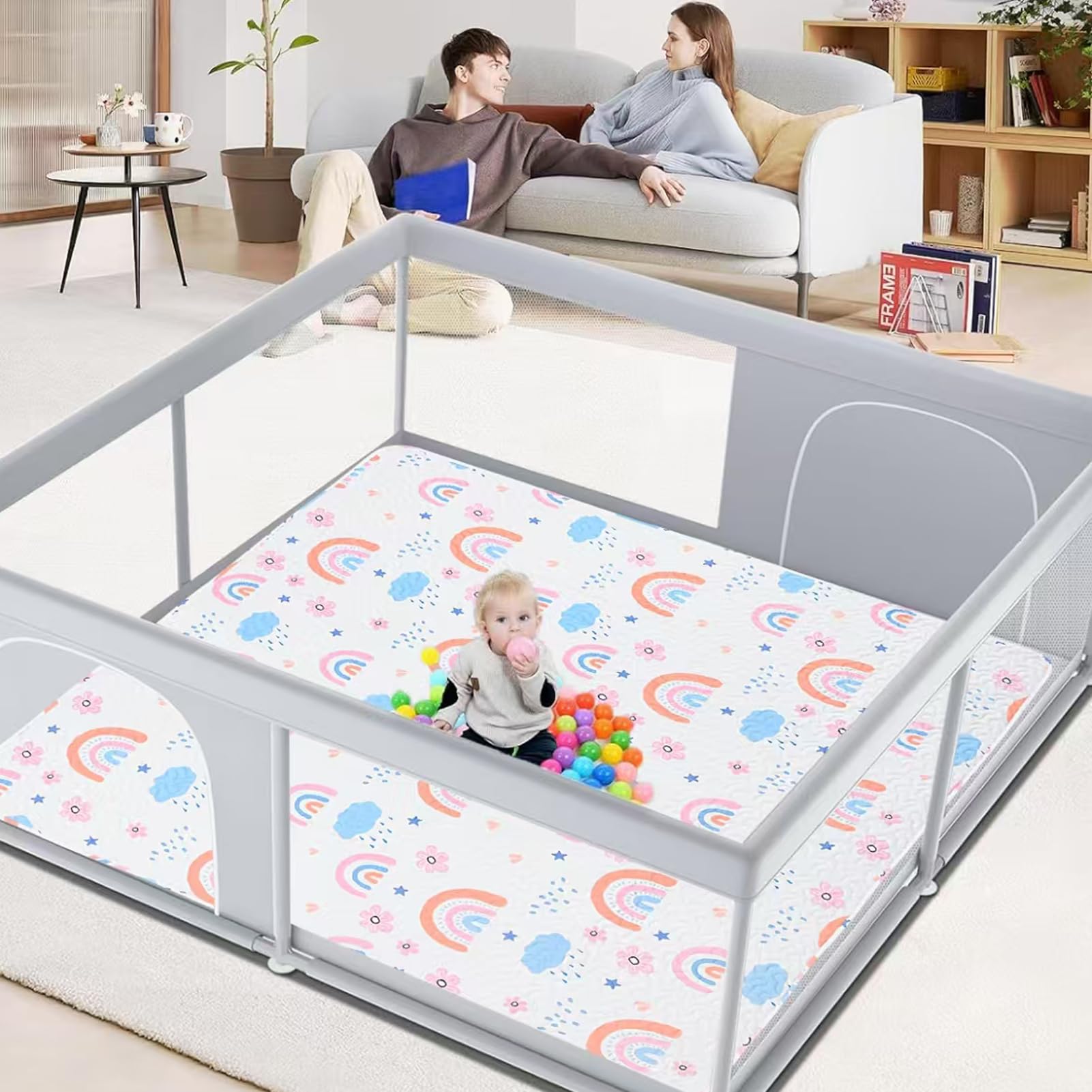 MatLeya 59x59 playpen-compatible mat fits perfect playpen spaces.