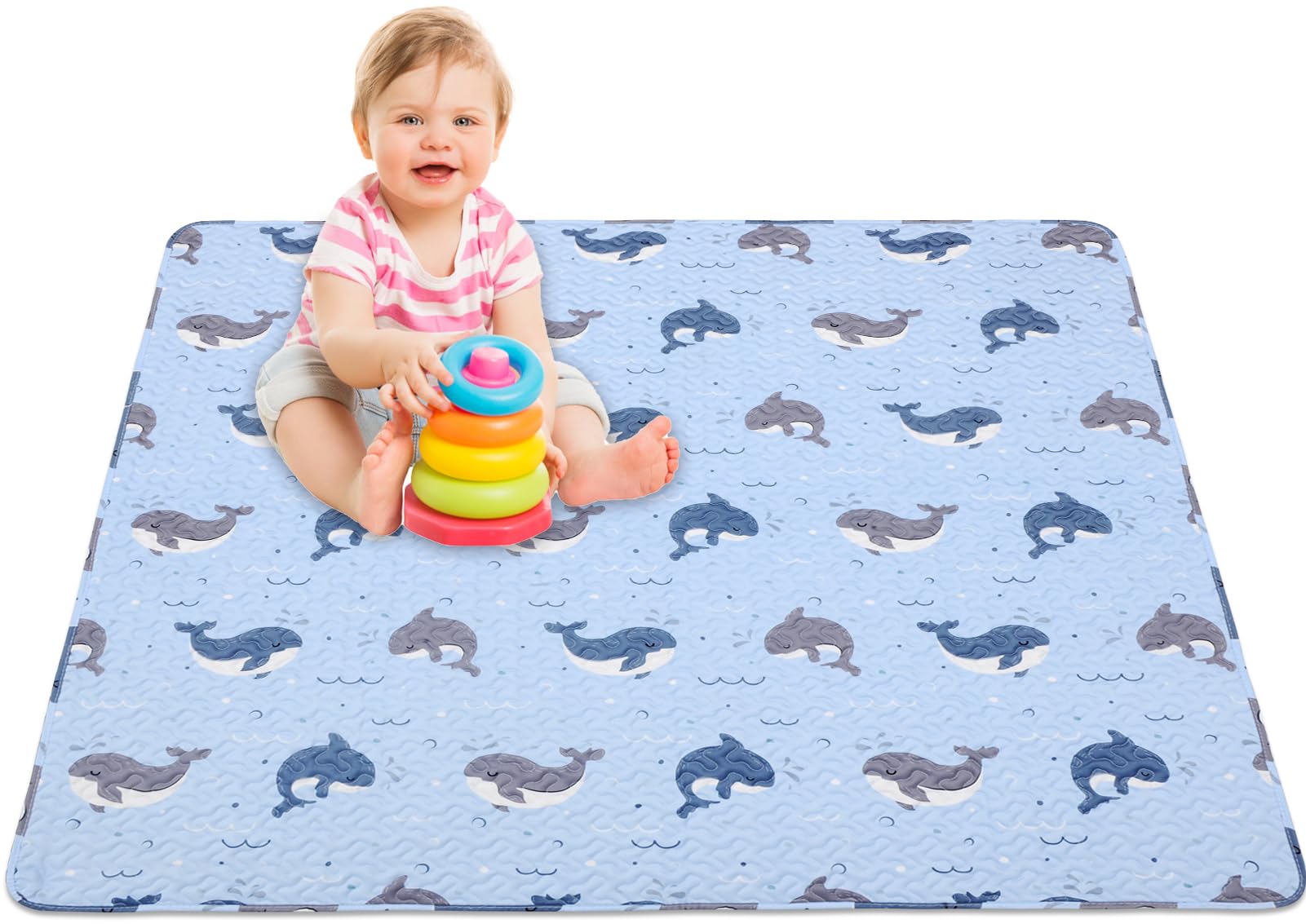 MatLeya baby floor play mat 50x50, close-up of microfiber surface for gentle skin contact.