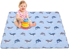 MatLeya baby floor play mat 50x50, close-up of microfiber surface for gentle skin contact.