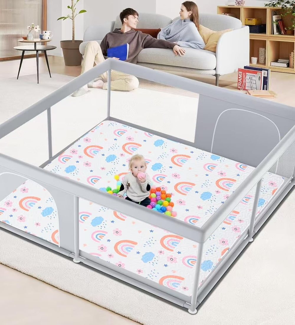 MatLeya baby playmat machine washable surface simplifies cleaning after messes.