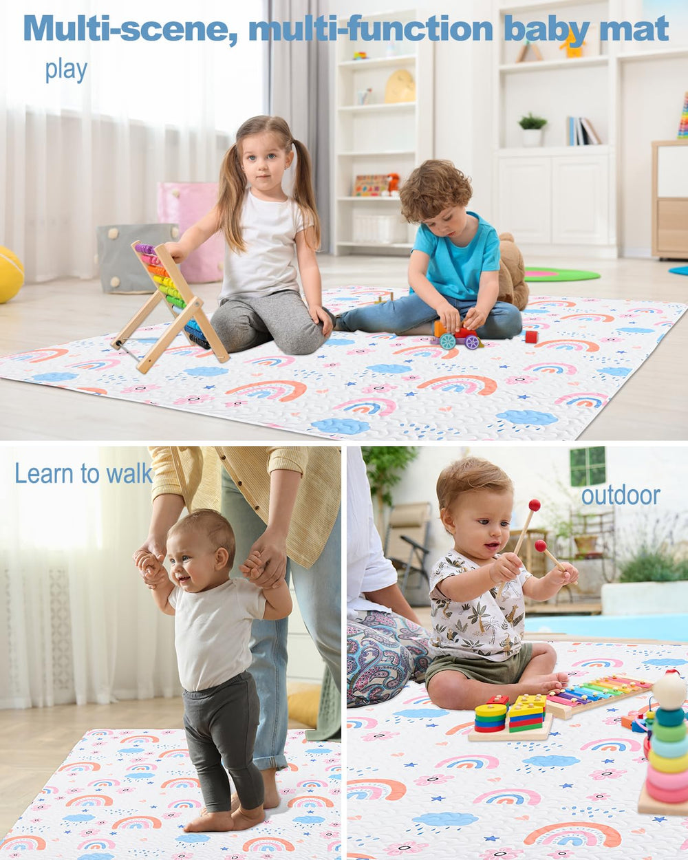 MatLeya baby playmat tummy time and crawling surface encourages exploration.