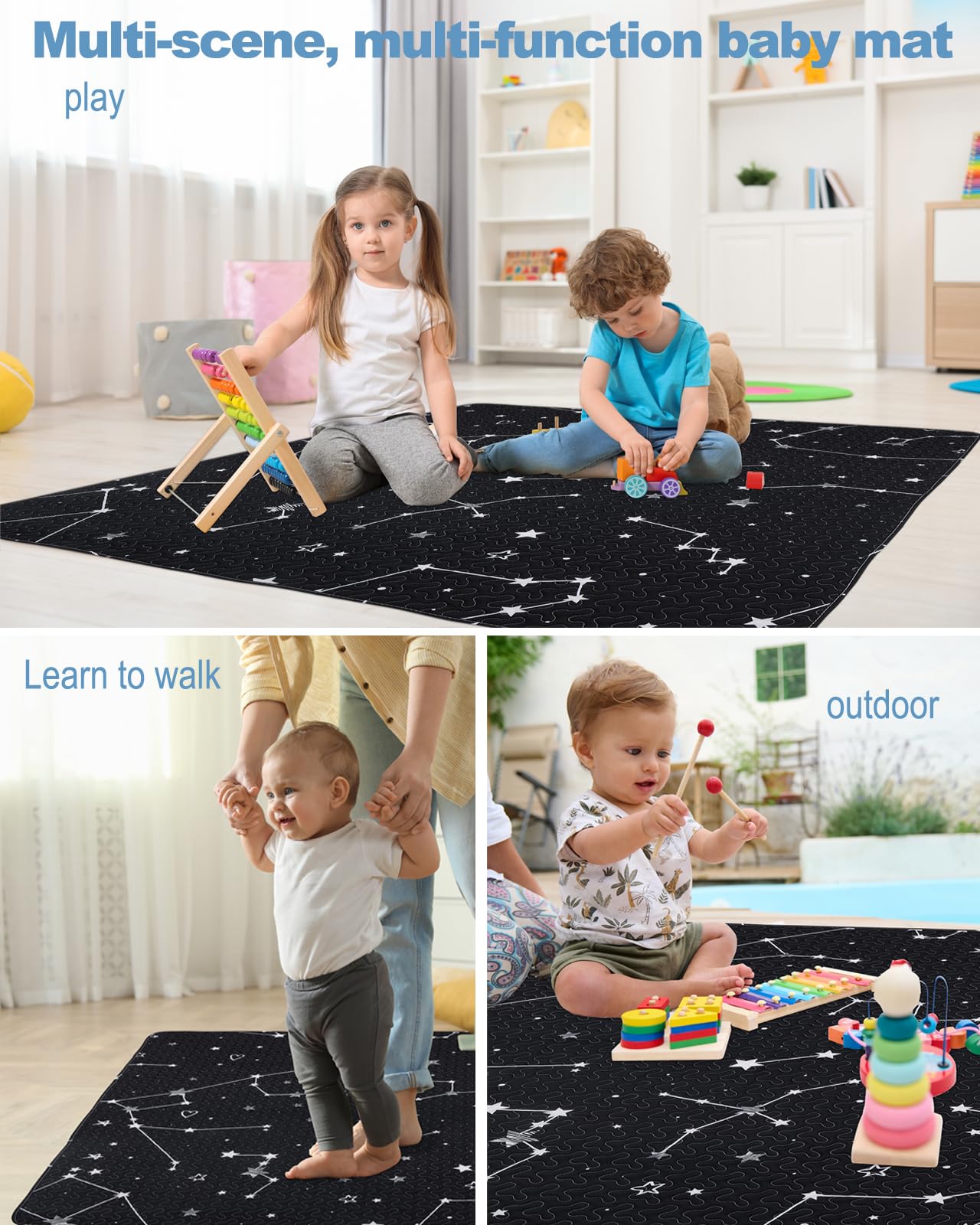 MatLeya machine-washable playmat stays clean with cold-water washing.