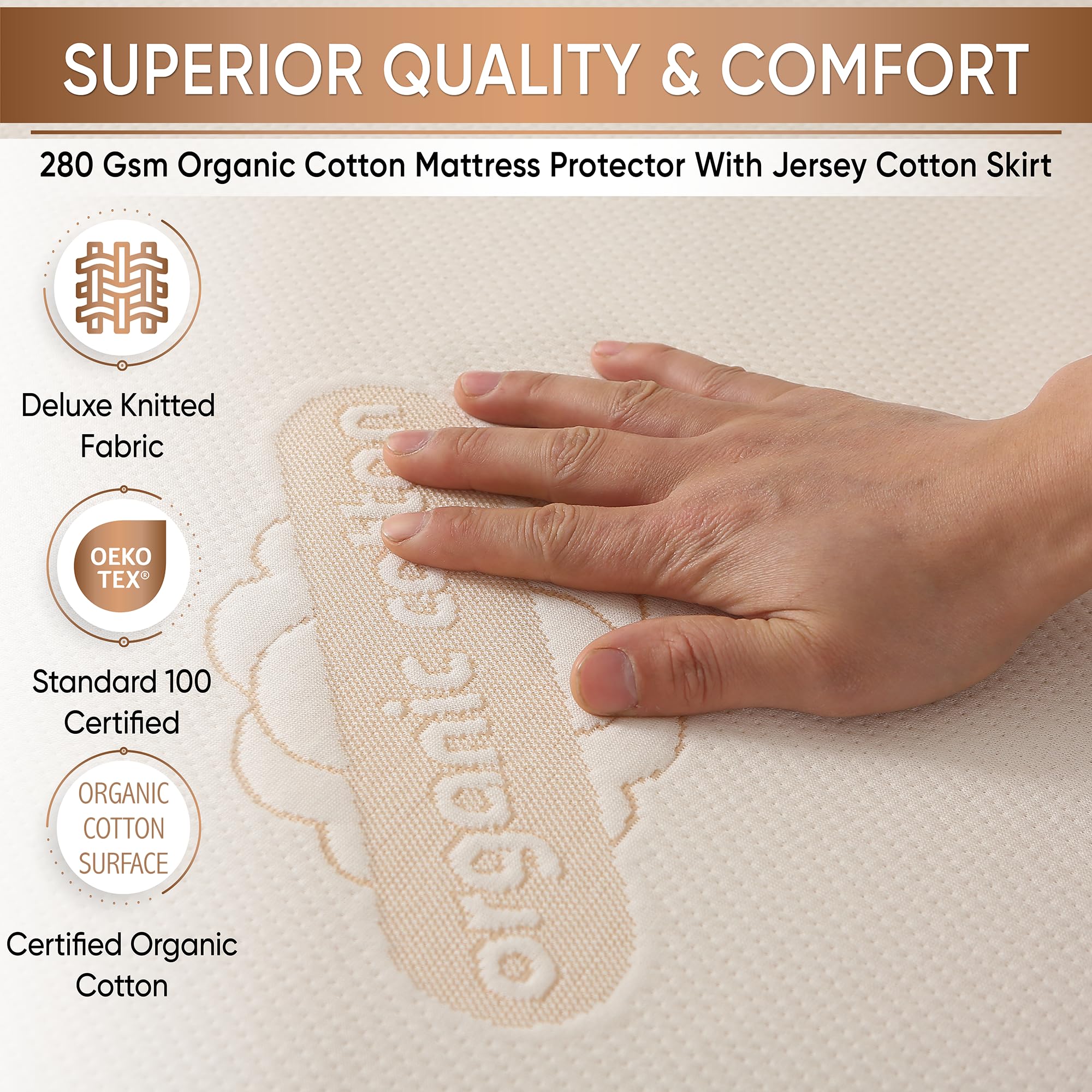 MATTSHIELD ORIGINAL stretch-knit sides secure a snug crib fit