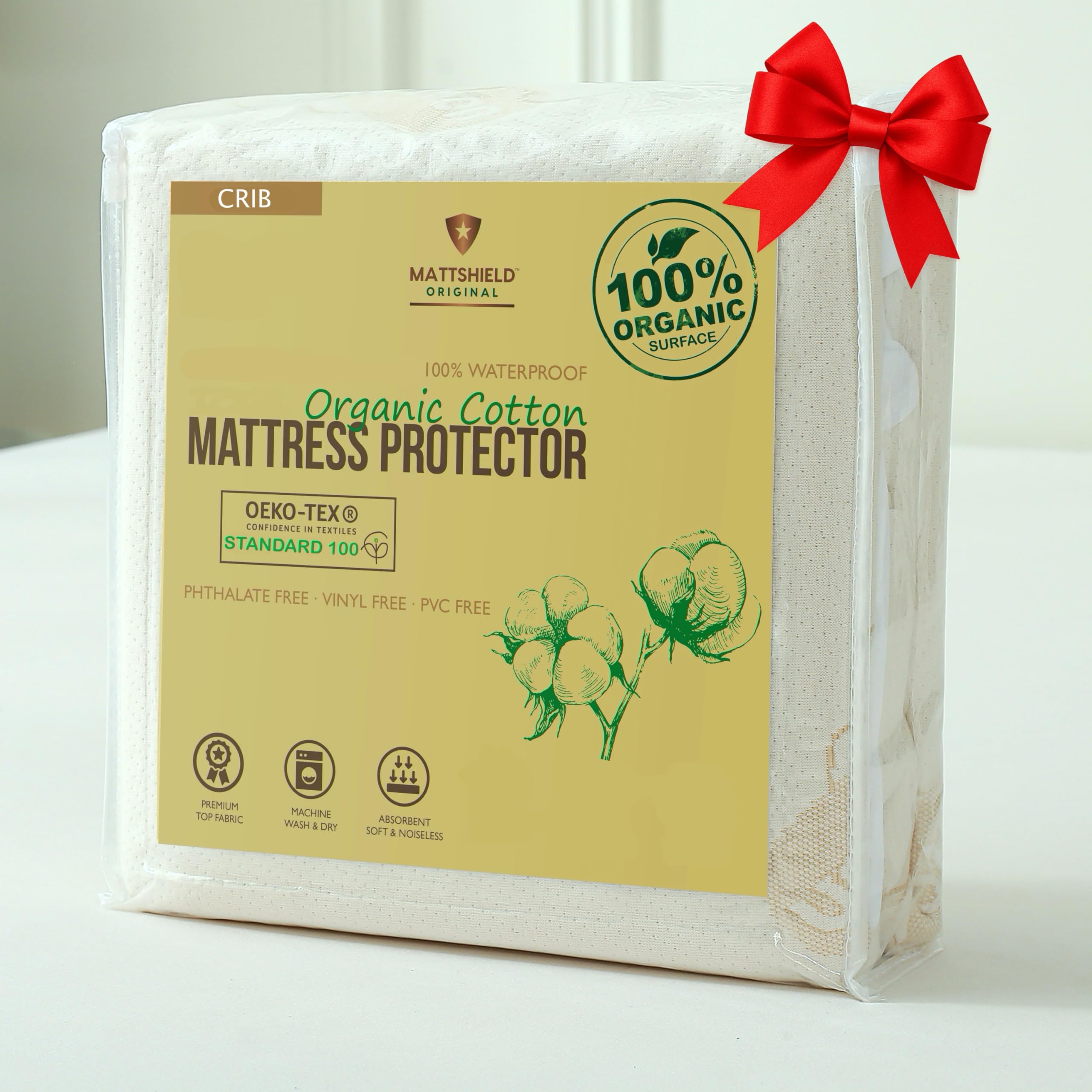 MATTSHIELD ORIGINAL deluxe crib protector top layer organic cotton for breathable comfort