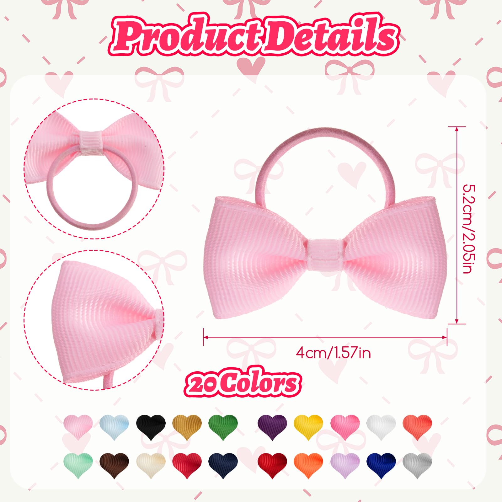 Matwsec baby hair ties bows close-up shows soft grosgrain texture