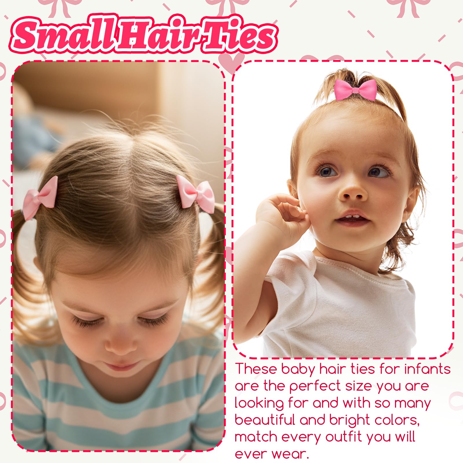 Matwsec baby hair ties bows during playtime staying in place