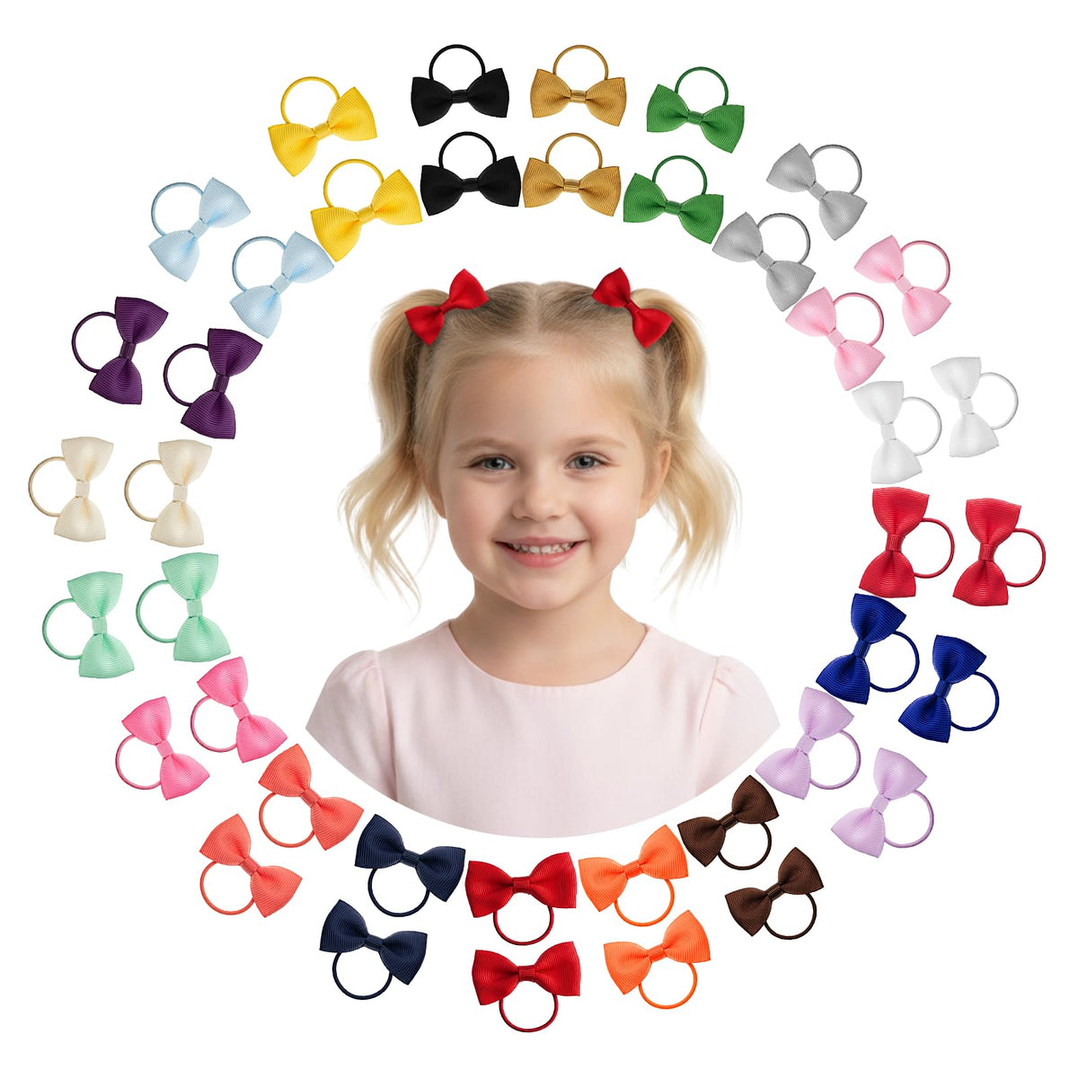 Matwsec baby hair ties bows set in bright colors for everyday wear