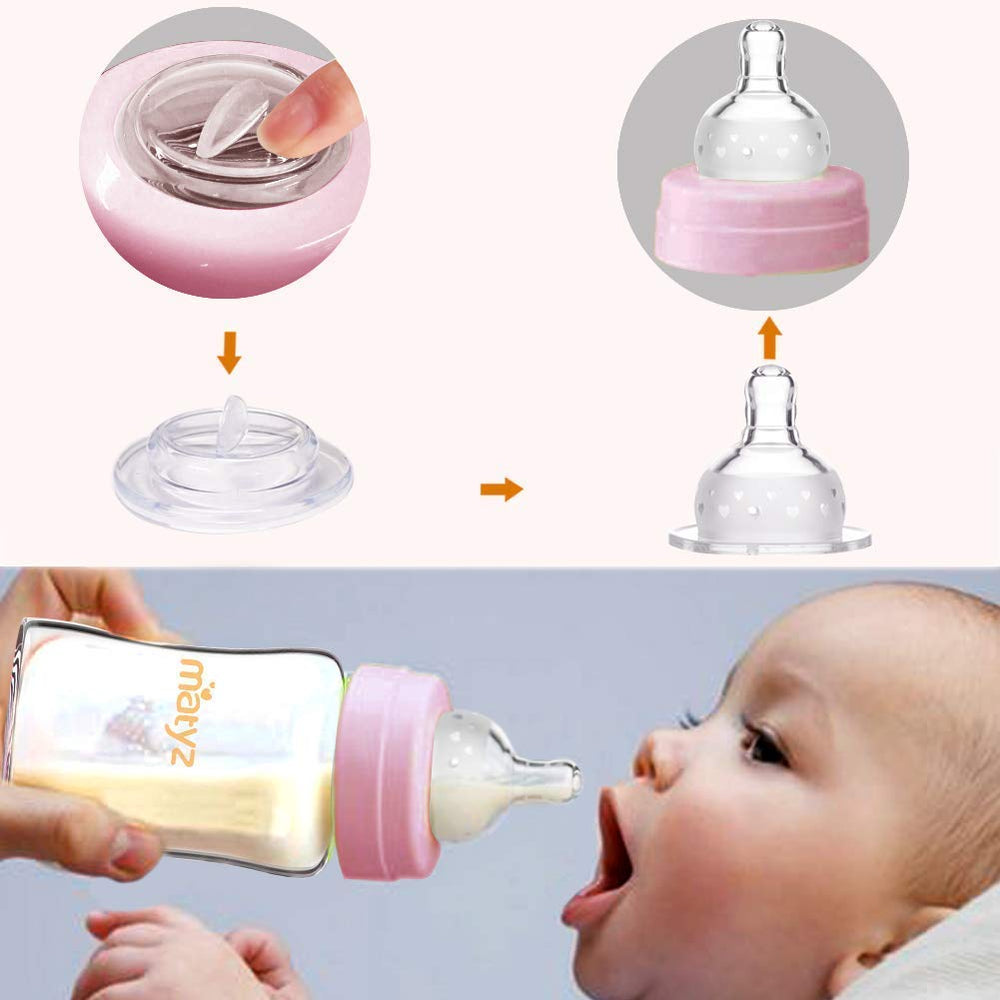 Matyz clearly marked measurements ensure accurate milk storage.