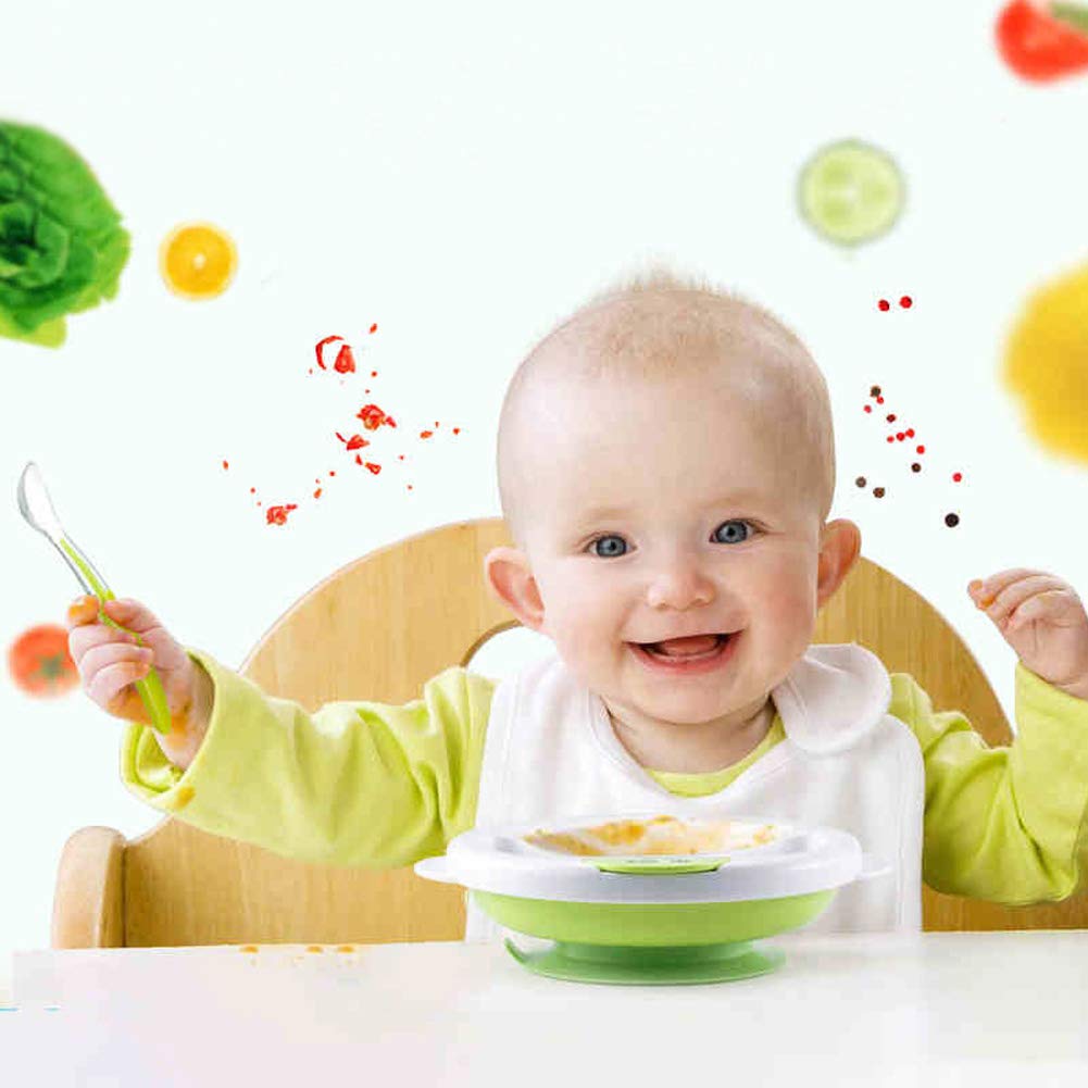Matyz green color baby feeding plate designed for safe kitchen use.