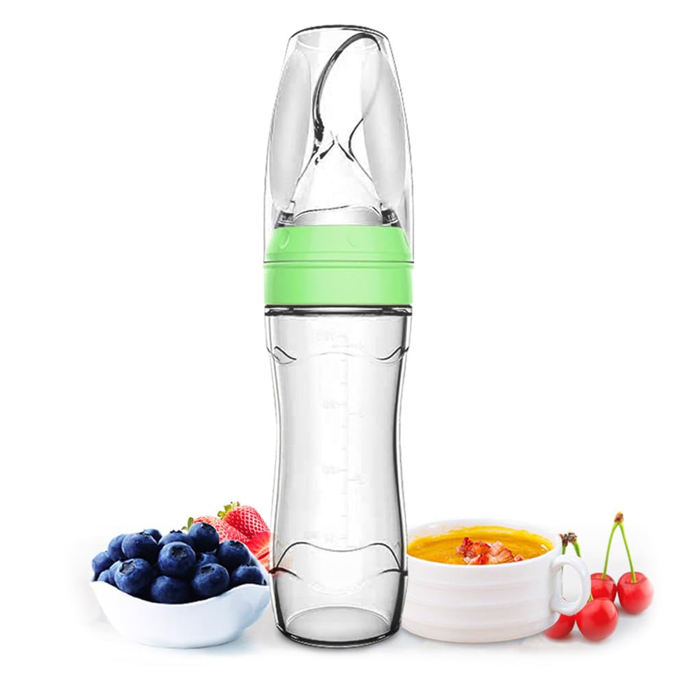 Matyz silicone baby food dispensing spoon with stand-up design for tidy feeding sessions