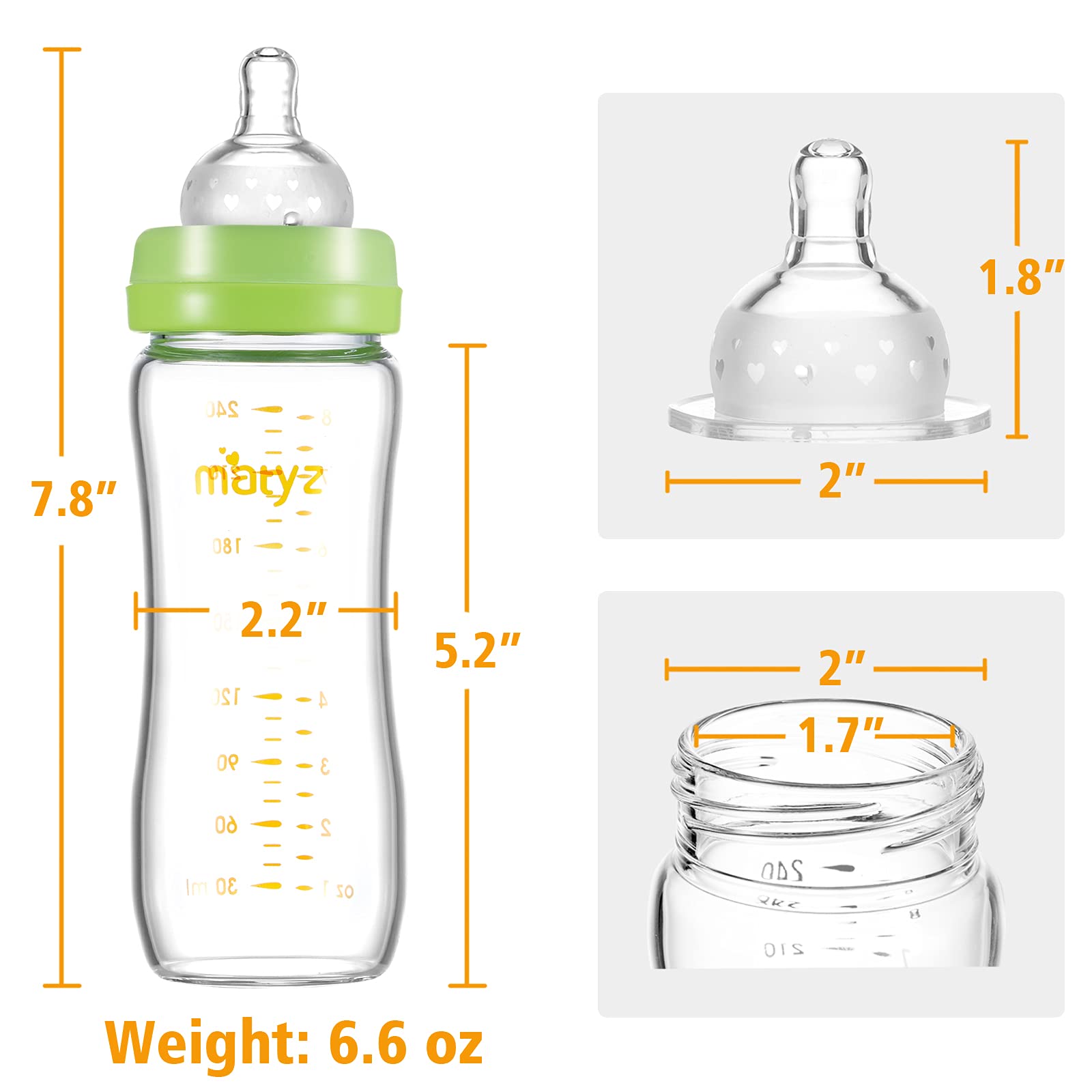 Matyz borosilicate glass offers thermal stability suitable for boiling sterilization.