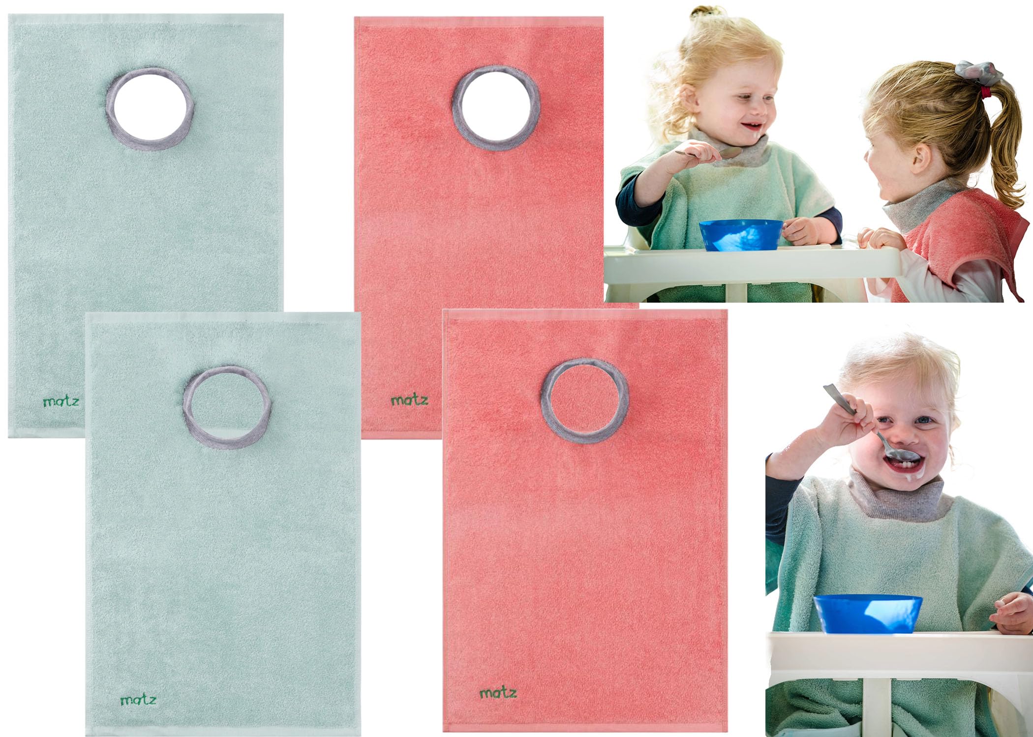 MATZ Terry Towel Slip-On Baby Bibs full-coverage keeps shoulders clean during meals