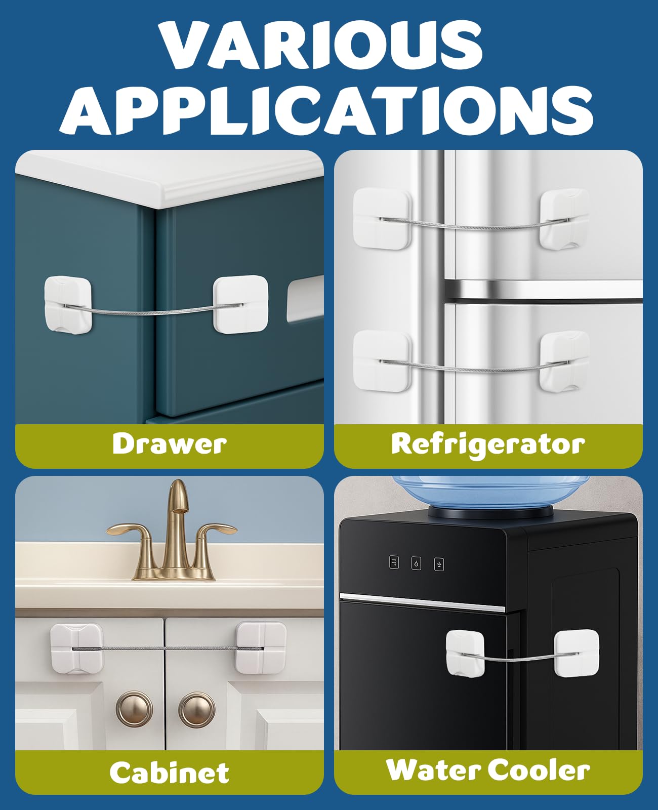 Maveek adhesive pads being applied on cabinet surface enables tool-free installation.