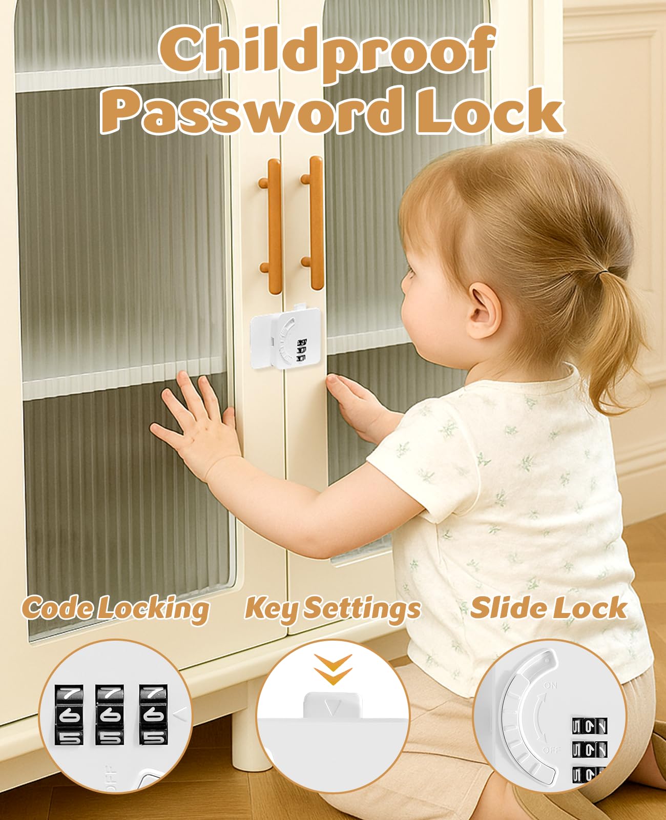 Maveek child-proof lock for drawers provides fast, tool-free installation on various surfaces.