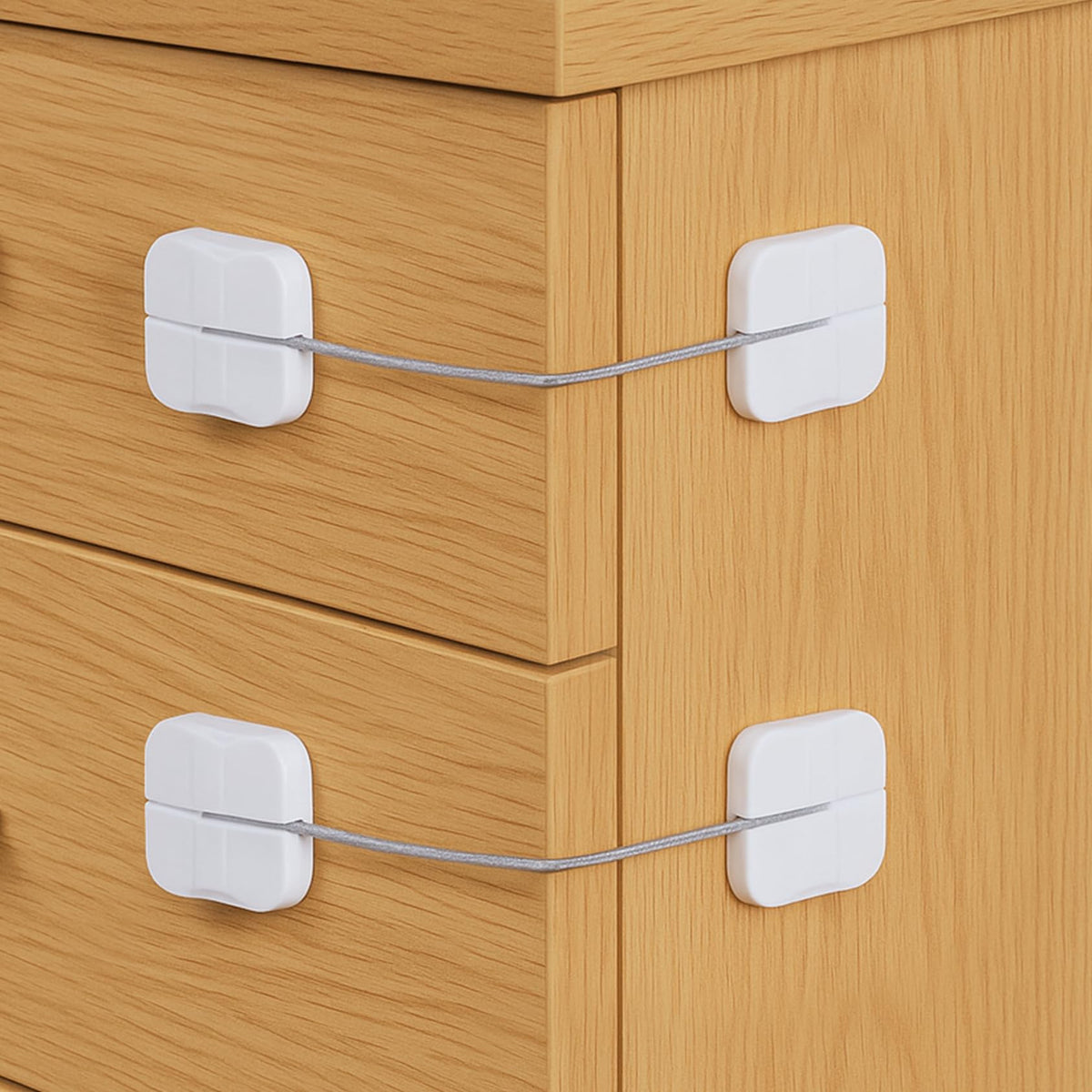 Maveek four-pack cabinet locks white for quick infant-proofing on cabinets and drawers.