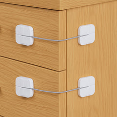 Maveek four-pack cabinet locks white for quick infant-proofing on cabinets and drawers.