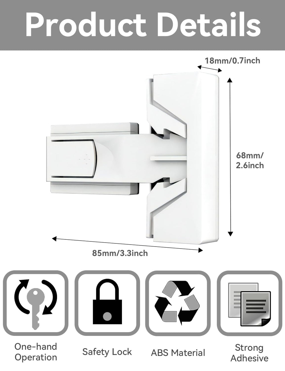 Maveek fridge lock installation steps demonstrating quick, no-drill setup