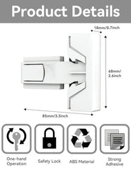 Maveek fridge lock installation steps demonstrating quick, no-drill setup