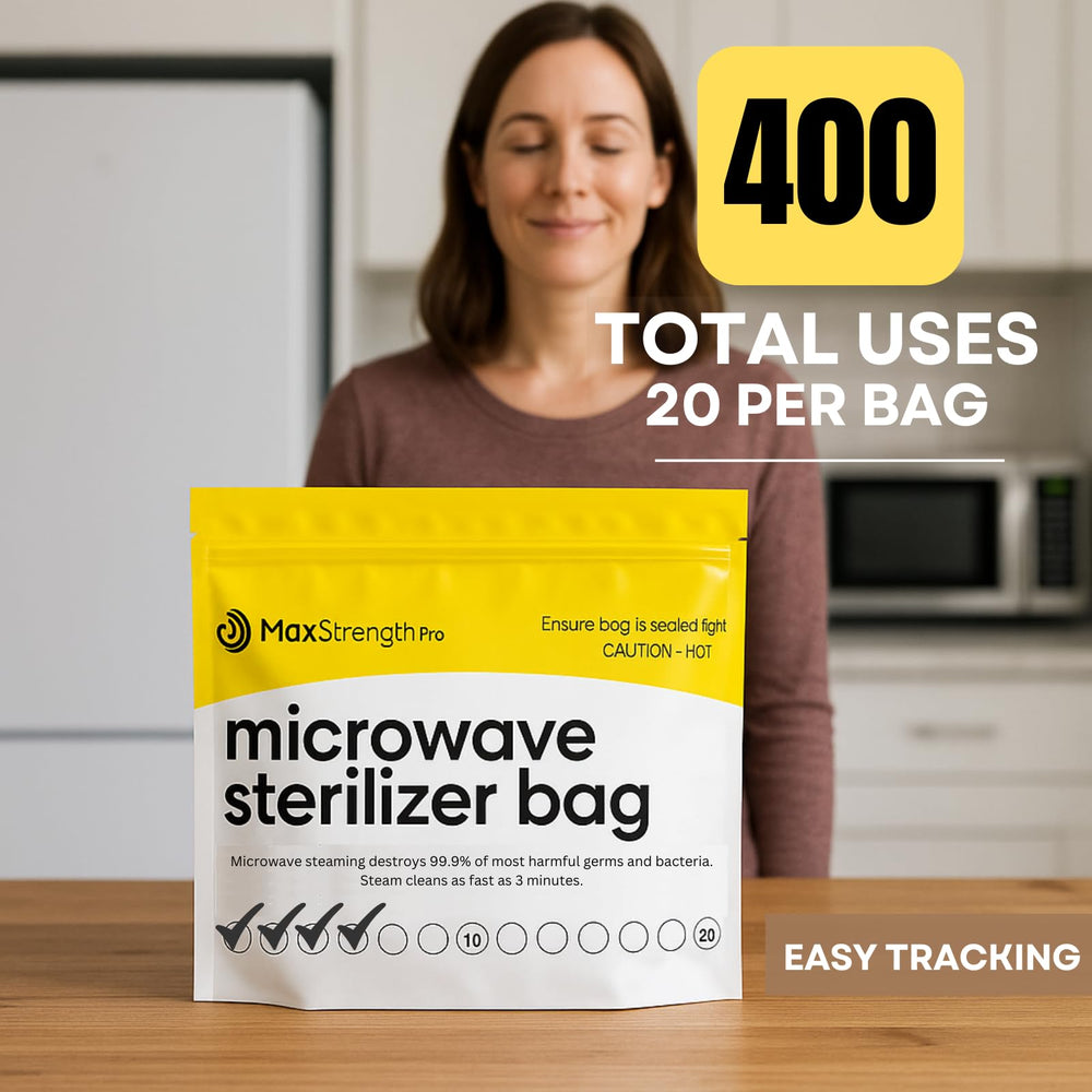 Max Strength Pro bag use indicator shows up to 20 uses per bag, reducing waste.