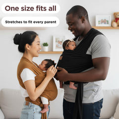 Max&So baby wrap newborn-in-wrap shows snug, hands-free bonding during quiet moments