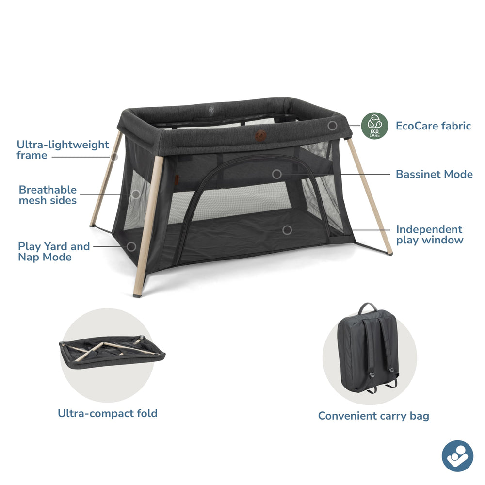 Maxi-Cosi Calao Travel Playard lightweight design weighs about 13 pounds.