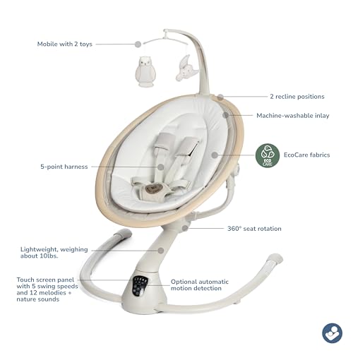Maxi-Cosi Cassia swing touch-screen panel controlling speeds and sounds