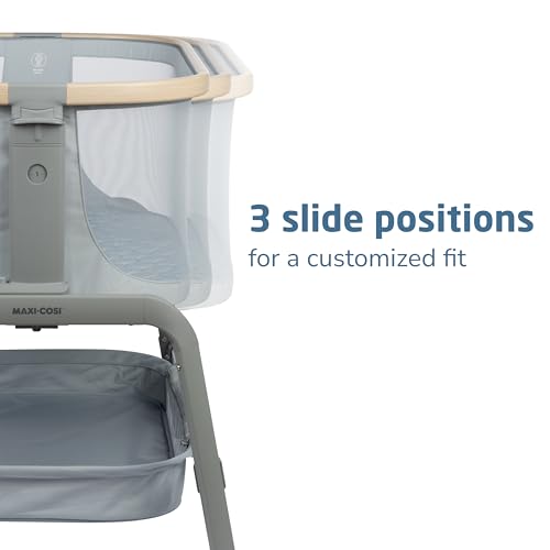Maxi-Cosi Iora bassinet breathable mesh demonstrates airflow and baby visibility.