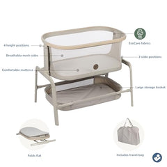 Maxi-Cosi Iora bedside bassinet adjustable heights adapt to your space
