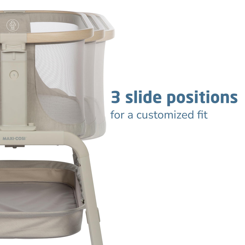 Maxi-Cosi Iora bedside bassinet folds flat for travel