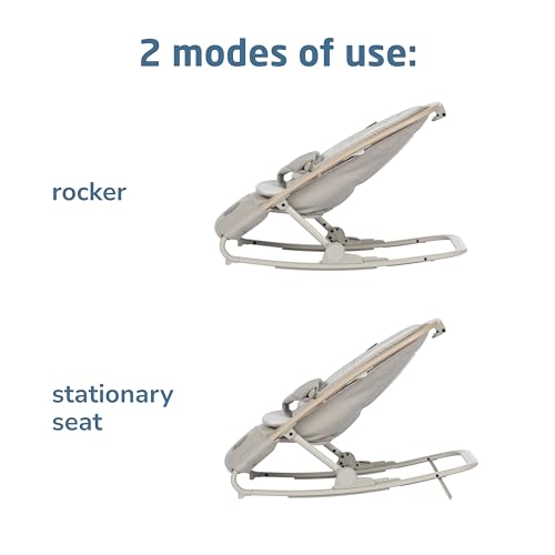 Maxi-Cosi Kori 2-in-1 rocker offers three recline positions for play or rest.
