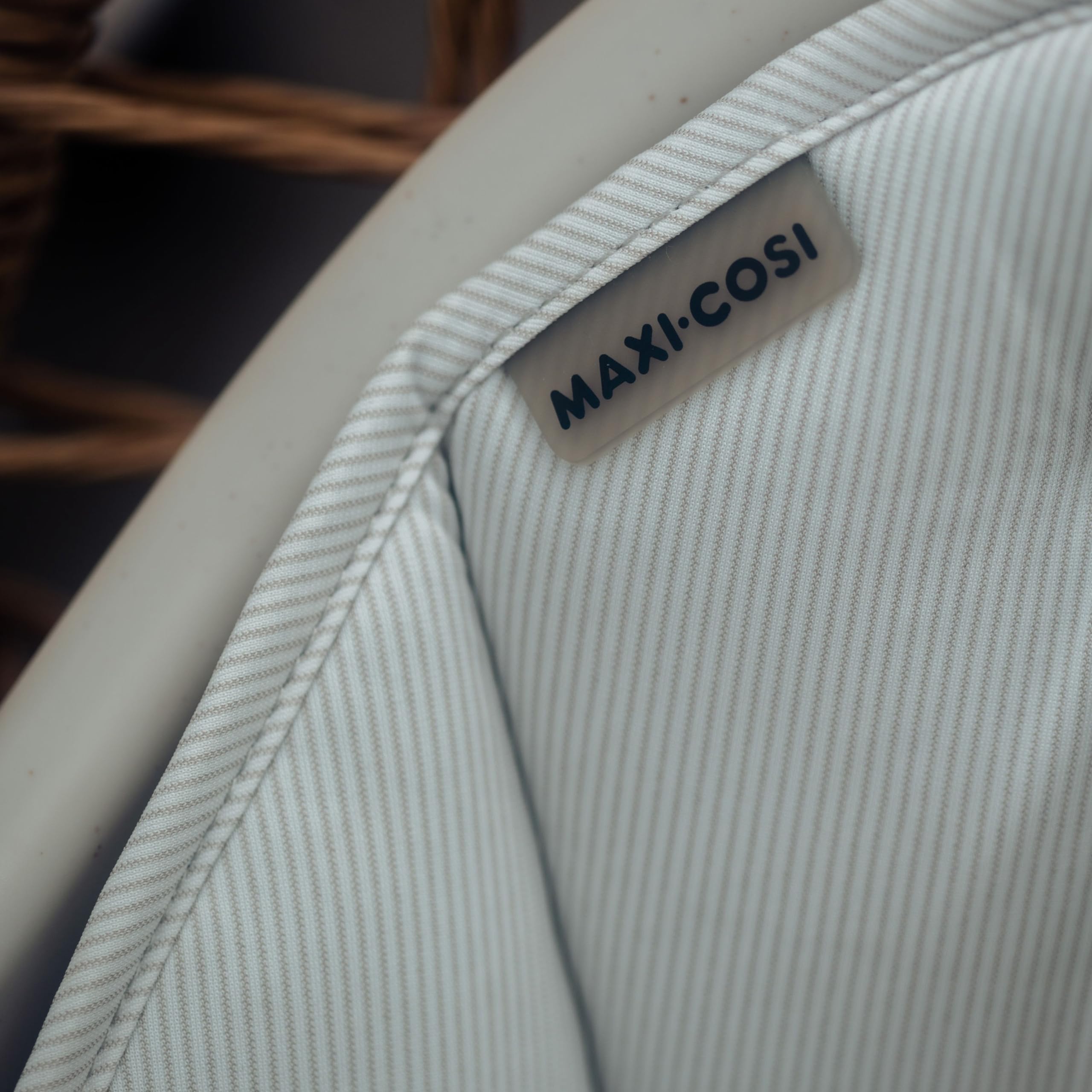 Maxi-Cosi Moa 100%-recycled fabric keeps soft, breathable feel.