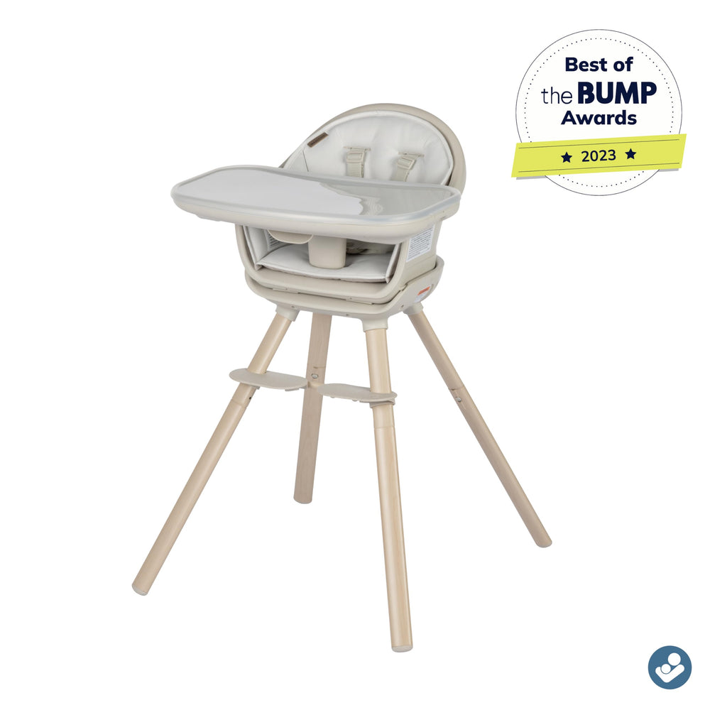 Maxi-Cosi Moa desk-seat transition enables kid-friendly work or crafts.