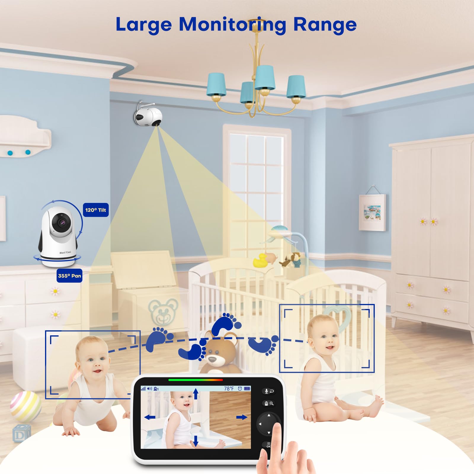 Maxi Cosi monitor 5-inch screen for quick, clear baby status at a glance