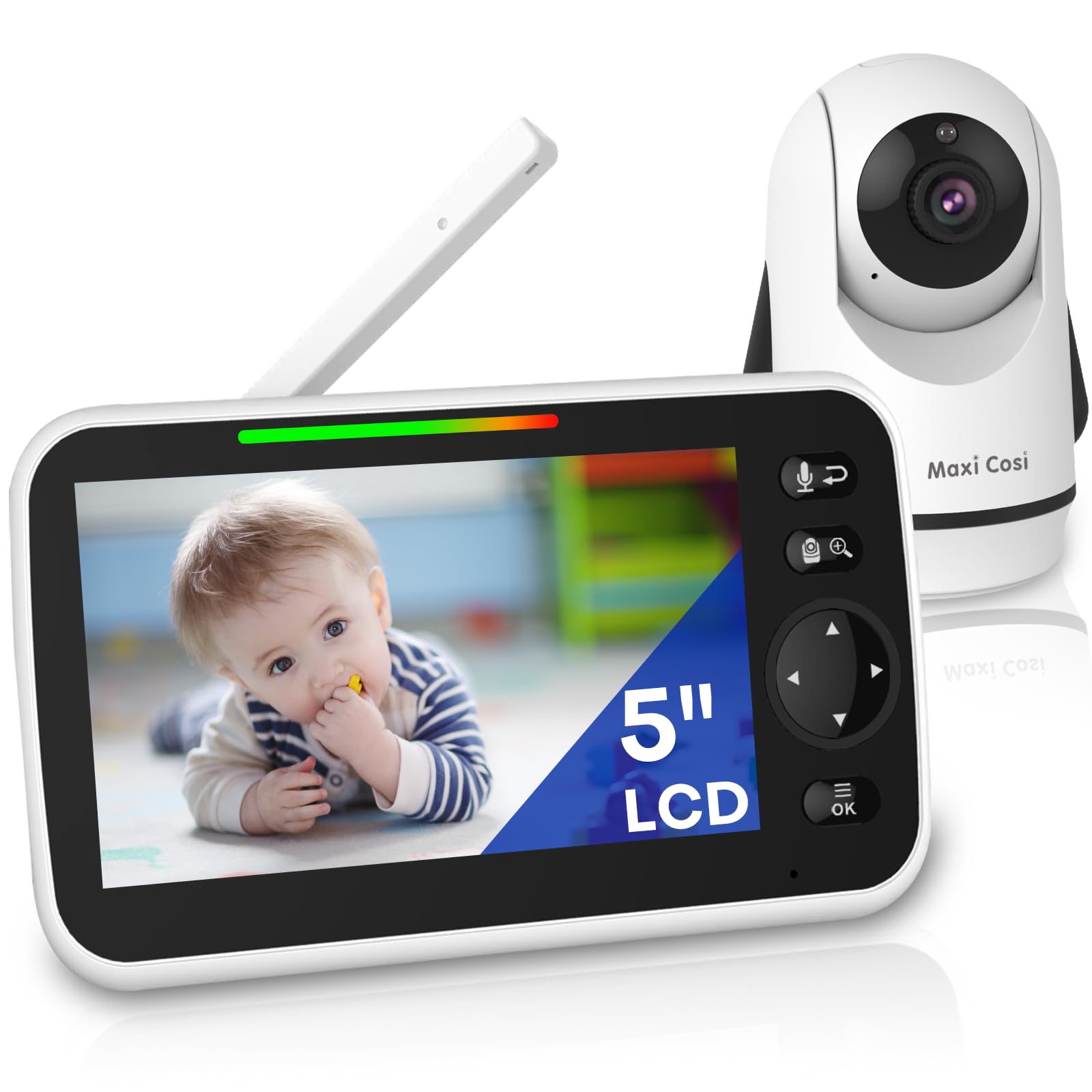 Maxi Cosi baby monitor front view showing secure non-WiFi setup for reliable monitoring