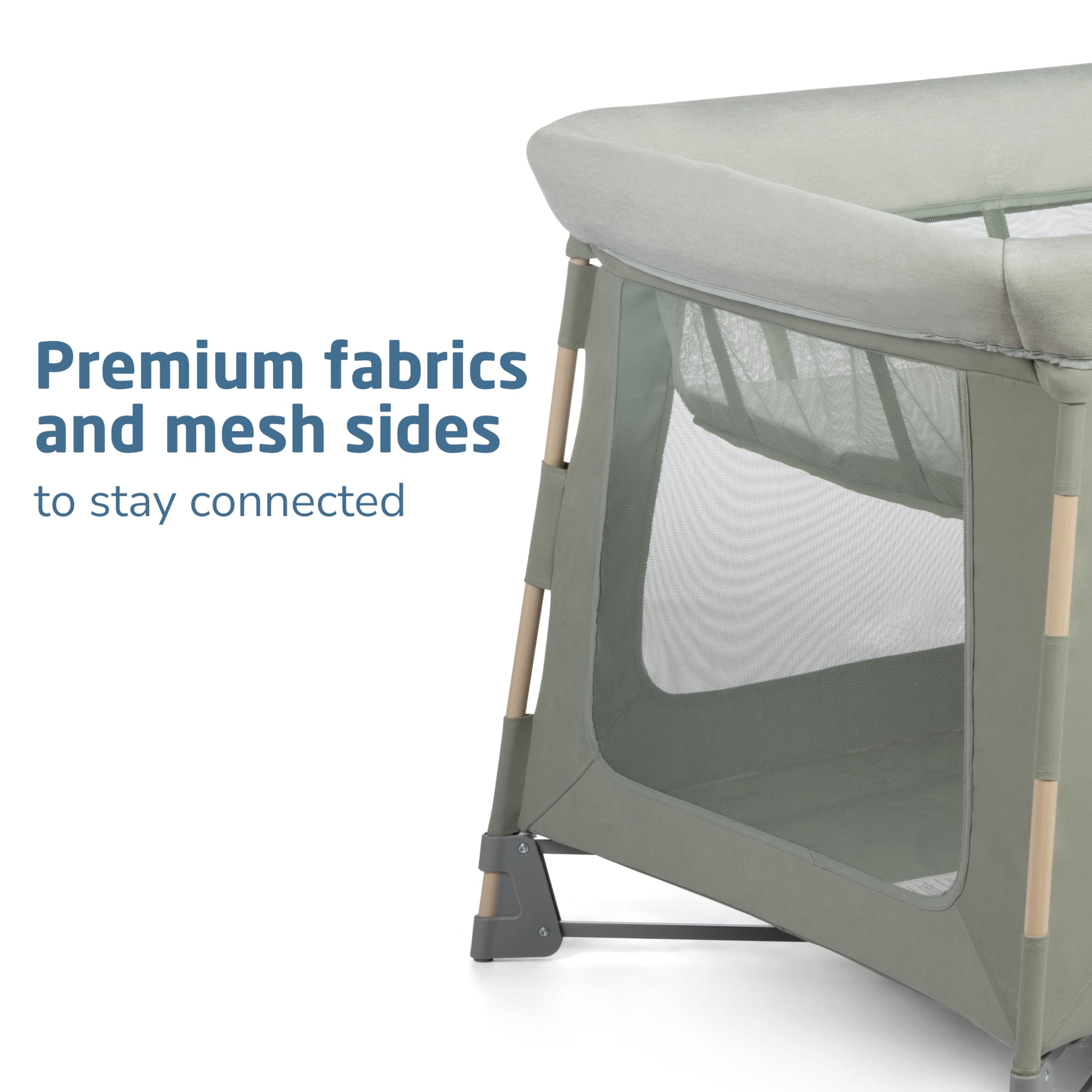 Maxi-Cosi Swift playard EcoCare fabric feels soft and breathable for baby.