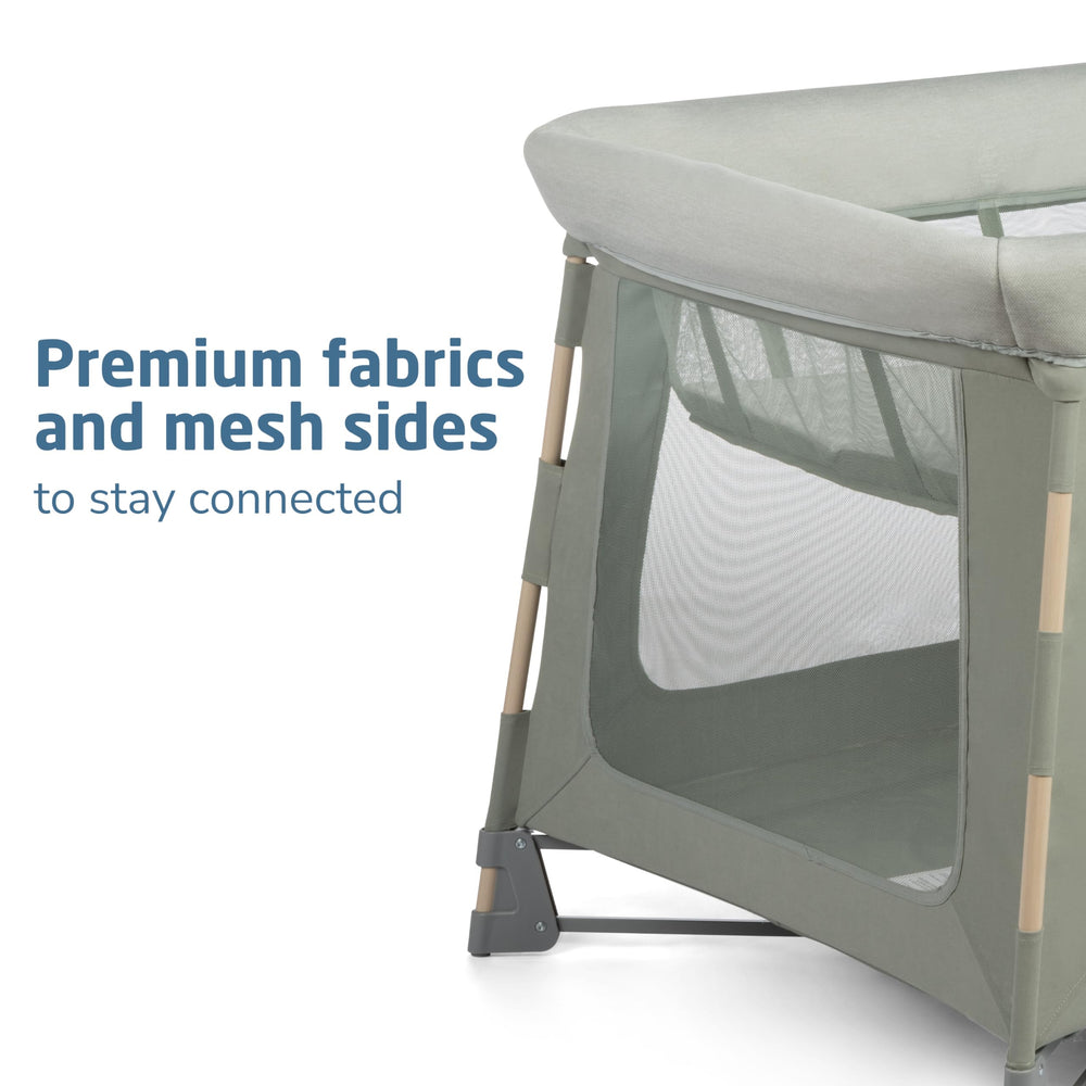 Maxi-Cosi Swift playard EcoCare fabric feels soft and breathable for baby.