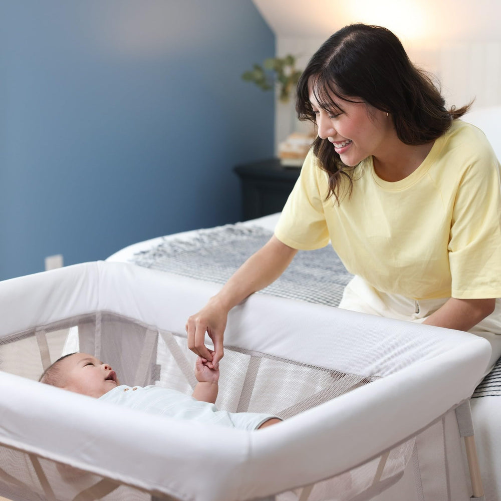 Maxi-Cosi Swift playard in classic green complements home decor.