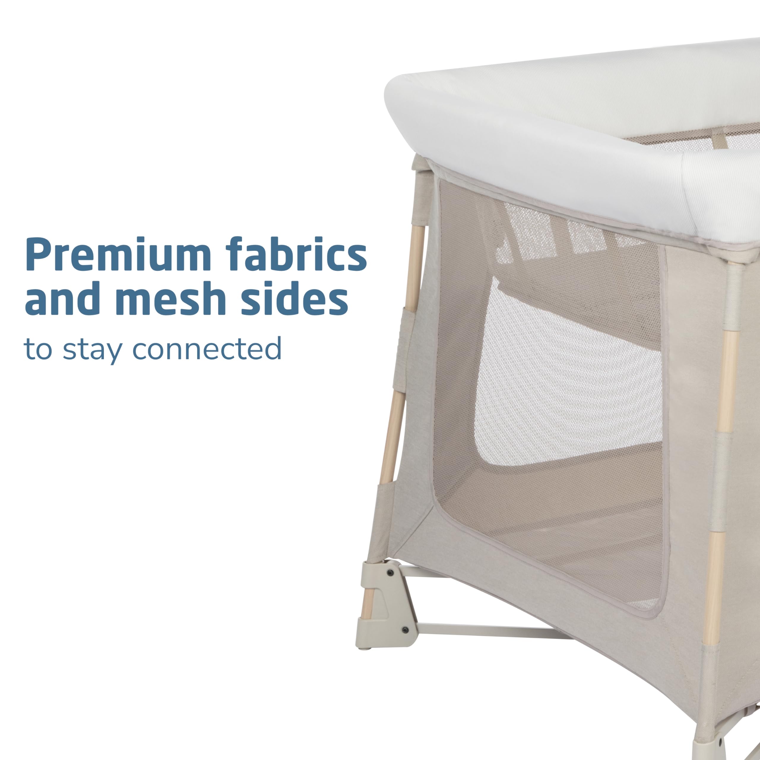 Maxi-Cosi Swift Playard two-stage mattress converts from bassinet to toddler bed.