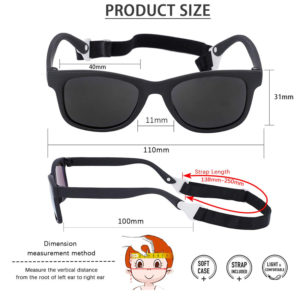 MAXJULI in-use strap ensures stable sunglasses during outdoor strolls with active babies.