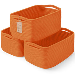 Maxuni 3-Pack storage baskets orange, stacked for toy and essentials organization.