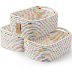 Maxuni 3-pcs rainbow shelf baskets on a shelf for organized storage