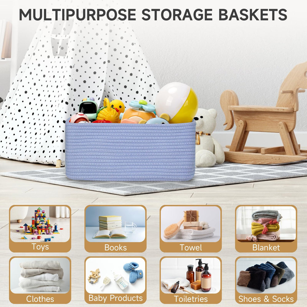 Maxuni baskets with reinforced hidden handles ready to pull from a shelf