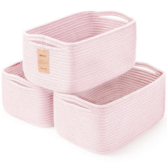 Maxuni 3-pack woven rope baskets close-up weave, soft texture ideal for nursery organization.