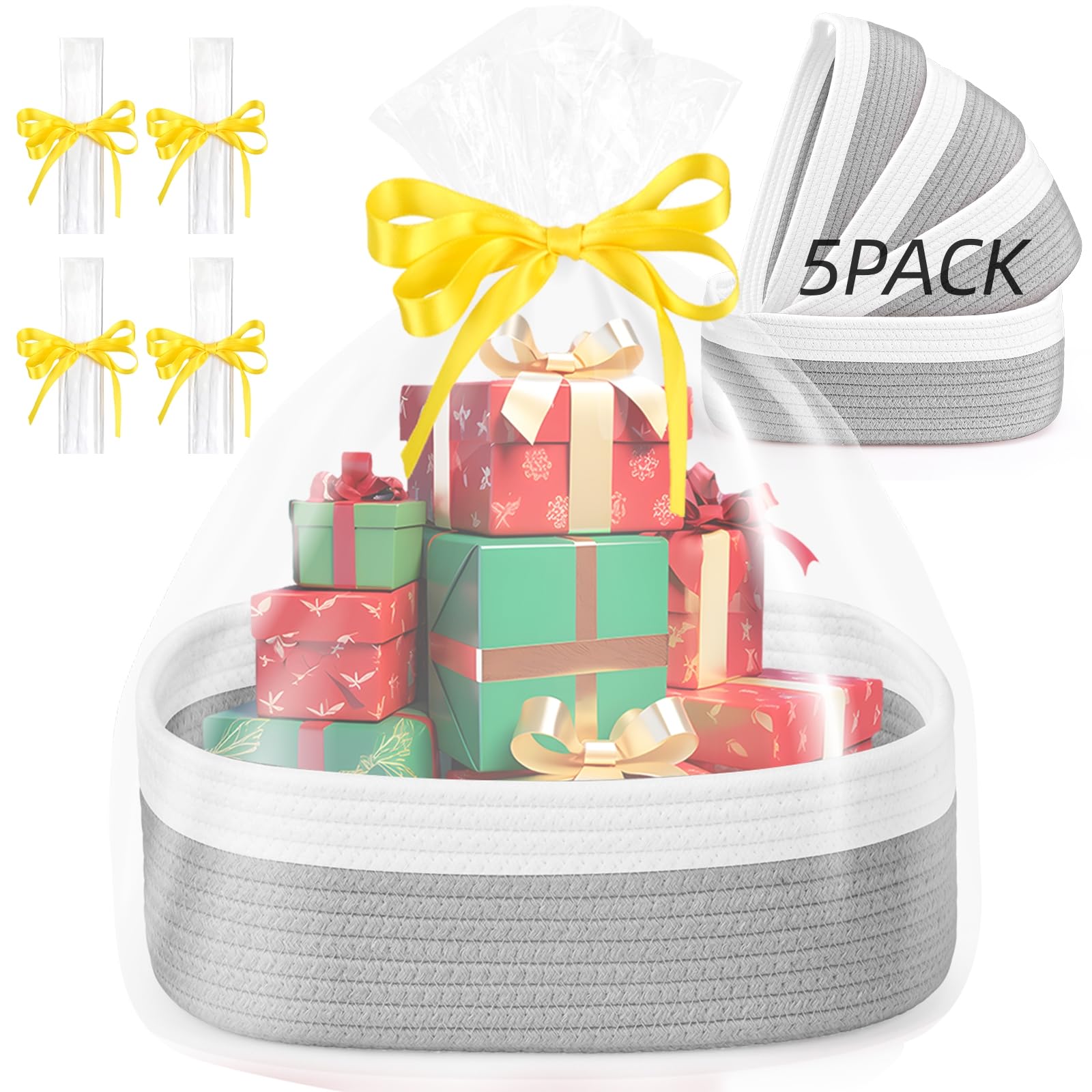 Maxuni 5-set gift baskets in grey packaging with ribbons, ideal for gifting